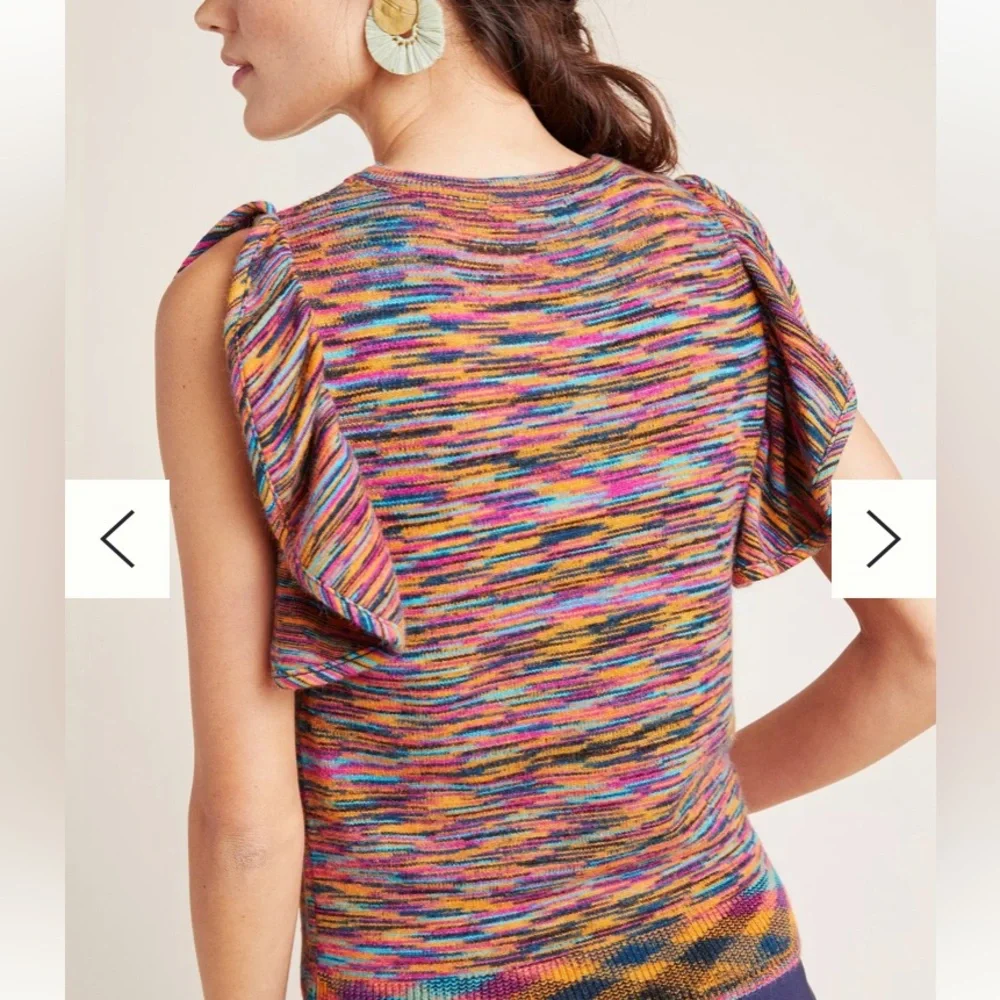 Anthropologie Ruby Striped Flutter Sleeve knit multicolor Top XS